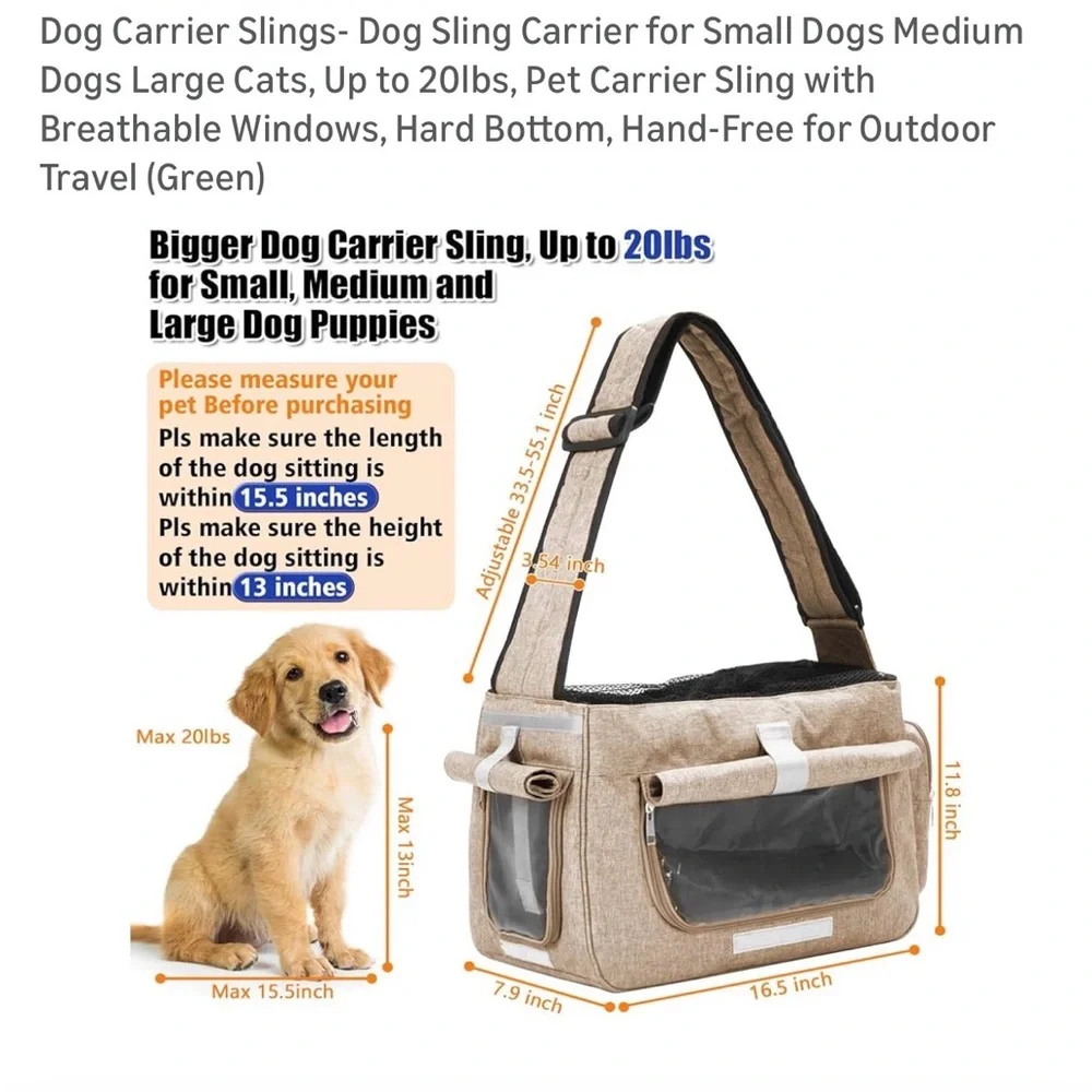 Small Dog/Cat Carrier Sling with Triple Security.Pet travel bag. Airline pet bag